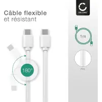 Cellonic Câble USB de données data 1m compatible avec AGM A10 / A9 / M5 / X2 / X2 SE / X3 Cordon USB de charge USB C Type C vers USB C 3.0 3A (PD 60W) blanc Fil PVC