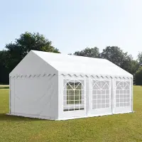 TOOLPORT Tente de réception / Barnum 4x6 m - difficilement inflammable blanc toile de haute qualité PVC 700 N ECONOMY