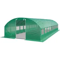 TOOLPORT Serre de Jardin Serre Tunnel Plastique Robuste 4x10m - Bâche PE 180g/m² vert transparent