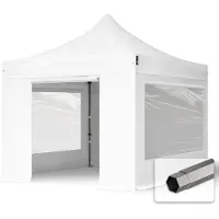 TOOLPORT 3x3 m Tonnelle pliante Acier, PVC 800, côtés panoramiques, blanc