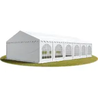 TOOLPORT Tente Barnum de Réception 6x12 m Bâches PVC 750 N blanc Cadre de Sol Jardin