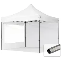 TOOLPORT 3x3 m Tonnelle pliante Acier, PES 750, côtés panoramiques, blanc