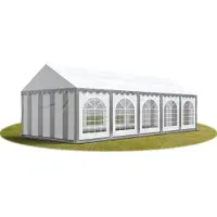 TOOLPORT Tente Barnum de Réception 4x10 m Bâches PVC 750 N gris-blanc Cadre de Sol Jardin