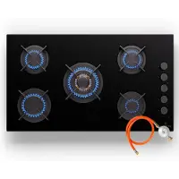 Klarstein Tables de Cuisson à Gaz, Plaque de Cuisson Gaz à 5 Brûleurs, Table de Cuisson Encastrable à 5 Feux de 10400W, Cuisiniere Gaz, Gaziniere Gaz avec Brûleurs en Acier Inoxydable, Cuisinières GPL