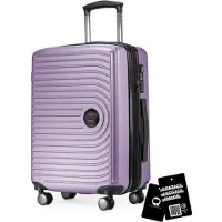 Hauptstadtkoffer Mitte - valise à main + étiquette de bagage numérique étiquette de valise, trolley de cabine extension XL bagage à bord Hardcase valise à main avion Carry-On 55 L,Lilas
