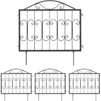 Relaxdays : bordure de parterre en métal, H x L : 60 x 60 cm chacun, bordure de parterre à enfoncer, 4 éléments de bordure avec ornements, noir