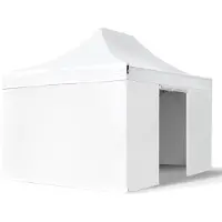 TOOLPORT 3x4,5 m Tonnelle pliante Acier, PVC 800, côtés sans fenêtre, blanc
