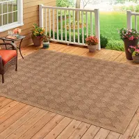 HomebyHome Tapis Intérieur Extérieur Tissage Plat Aspect Sisal Naturel Imperméable Style Scandinave Boho, Taille: 120x170 cm