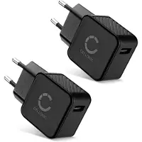Cellonic Chargeur USB EU-Plug (2pack) 1 Port 5W pour un chargement sur prise secteur Smartphone / téléphone portable, tablette, enceinte, iPhone, Apple, Samsung