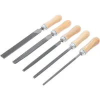 Bgs Jeu 5 limes manche bois 150 mm plate ronde demi ronde triangulaire