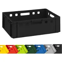 BURI 1x caisse à viande E2 noir 60x40x20cm caisse de stockage, caisse de boucherie Eurobox d'Allemagne alimentaire, robuste, empilable