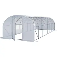 TOOLPORT Serre tunnel Premium 3x8m avec porte pivotante, bâche PE 180 g/m² blanc transparent