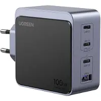 UGREEN Nexode S 100W 4-Port GaN Fast Charger EU gray Mobile computer, Mobile phone, Laptop, Power bank, Tablet Grey AC Indoor