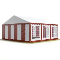 TOOLPORT 4x6 m Tente de réception / Barnum rouge-blanc toile de haute qualité PVC 700 N