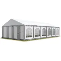 TOOLPORT Tente Barnum de Réception 6x12 m difficilement inflammable Bâches PVC 750 N gris-blanc Cadre de Sol Jardin