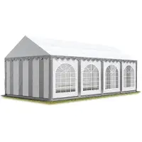 Sonstiges TOOLPORT Tente Barnum de Réception 4x8 m difficilement inflammable Bâches PVC 750 N gris-blanc Cadre de Sol Jardin