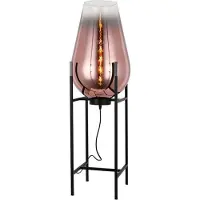 Casa Padrino Lampadaire de luxe Cuivre / Noir 30 x 30 x H. 97 cm - Lampadaire en métal avec abat-jour en verre - Lampadaires de luxe - Luminaires de luxe - Intérieur de luxe