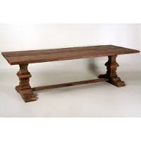 Casa Padrino Table de salle à manger vintage en teck couleur bois rustique massif - Table de style rustique en teck