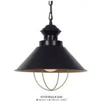 Casa Padrino Suspension Plafonnier Noir / Or Design Industriel 34 cm de diamètre - Lampe industrielle Lampe industrielle