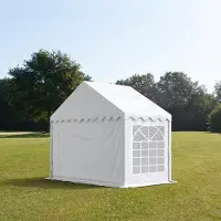 TOOLPORT Tente de réception / Barnum 3x3 m - difficilement inflammable blanc toile de haute qualité PVC 700 N ECONOMY