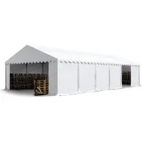 TOOLPORT Tente de Stockage 6x12 m abri bâche PVC 750 N imperméable blanc avec cadre de sol