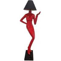 Casa Padrino Lampadaire de luxe Dame Rouge / Noir H. 187 cm - Lampadaire design avec abat-jour - Lampadaires de luxe - Luminaires de luxe - Intérieur de luxe