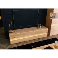 G + K MASSIVMOEBEL24 | Meuble TV 184x43,5 Chêne sauvage huilé Bois naturel CARDIFF #141