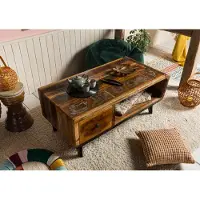 MASSIVMOEBEL24.DE MASSIVMOEBEL24 | Table basse 120x60 Bois de récupération laqué Multicolore SIXTIES #106