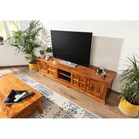 MASSIVMOEBEL24.DE MASSIVMOEBEL24 | Meuble TV 220x50 Acacia laqué Miel OXFORD #0341