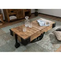 MASSIVMOEBEL24.DE MASSIVMOEBEL24 | Table basse 120x60 Manguier laqué Bois naturel RAILWAY #160