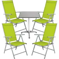Mojawo Garniture de bistrot 5 pièces aluminium - textilène / lime