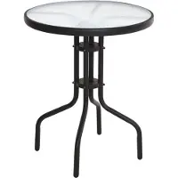 Spetebo Table en métal et verre en noir - Ø 60 cm - Modèle : RUND