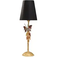 Casa Padrino Lampe de table de luxe noir / or avec papillon - Lampe de table dorée - fait main en Italie
