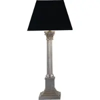 Casa Padrino Lampe de table baroque de luxe , noire et argentée, avec un aspect de colonnes argentées, hauteur de 70 cm