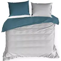 Eurofirany Satin de lin 220x200 Nova argent turquoise foncé double face