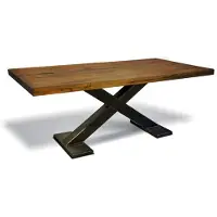 Casa Padrino Luxe Table de salle à manger en bois massif avec structure métallique - Chêne - 200 cm x 100 cm x H78 cm - Finition lourde