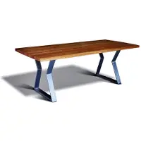 Casa Padrino Luxe Table de salle à manger en bois massif avec structure métallique - Chêne - 200 cm x 100 cm x H 78 cm - Finition massive