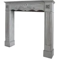 Casa Padrino Revêtement de cheminée , style rustique, shabby chic, gris, 105 x 17 x H. 102 cm - Revêtement de cheminée en bois et résine, fabriqué à la main