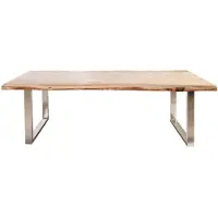 Casa Padrino Designer Table à manger en bois massif Naturel - Acacia - 200 x 100 x H.80 cm - Fabriquée en bois d'acacia massif