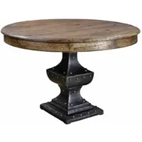 Casa Padrino Table de salle à manger en bois massif brun / noir Ø 122 x H. 76 cm - Meubles de salle à manger