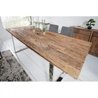Casa Padrino Table de salle à manger design en bois massif Nature Mod2 - Teck - 200 x 100 x H.75 cm - En bois de teck massif