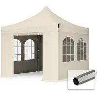TOOLPORT 3x3 m Tonnelle pliante Acier, PES 750, côtés avec fenÃªtres, crème