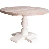 Casa Padrino Table de salle à manger de style rustique blanche / naturelle Ø 130 x H. 78 cm - Table de cuisine ronde en bois massif