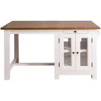 Casa Padrino Îlot de cuisine de style rustique avec 4 portes vitrées et 2 tiroirs blanc / marron foncé 150 x 85 x H. 80 cm - Meubles de cuisine de style rustique
