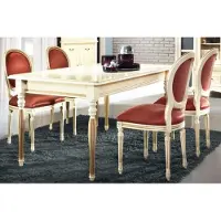 Casa Padrino Luxe Ensemble de salle à manger baroque Crème / Or / Orange - Table de cuisine à rallonges avec 6 chaises de salle à manger - Meubles de salle à manger de style baroque