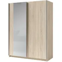 Meublorama Armoire GOZU 151 cm avec 2 portes coulissantes et miroir – Chêne sonoma