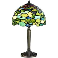 Casa Padrino Luxe Déco Tiffany Lampe de Table Multicolore 25 x H. 42 cm - Lampe à Tabouret - Lampe de Bureau - Accessoires Déco