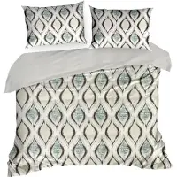 Eurofirany Drap de satin 220x200 Printemps 12 Géométriques crème vert