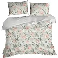 Eurofirany Drap de satin 220x200 Printemps 13 roses crème rose vert