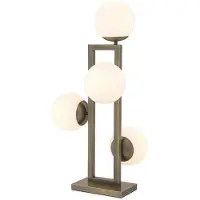 Casa Padrino Luxus Lampe de table laiton / blanc 35 x 37,5 x H. 65,5 cm - Lampe de bureau élégante avec abat-jour en verre rond - Luminaires de luxe